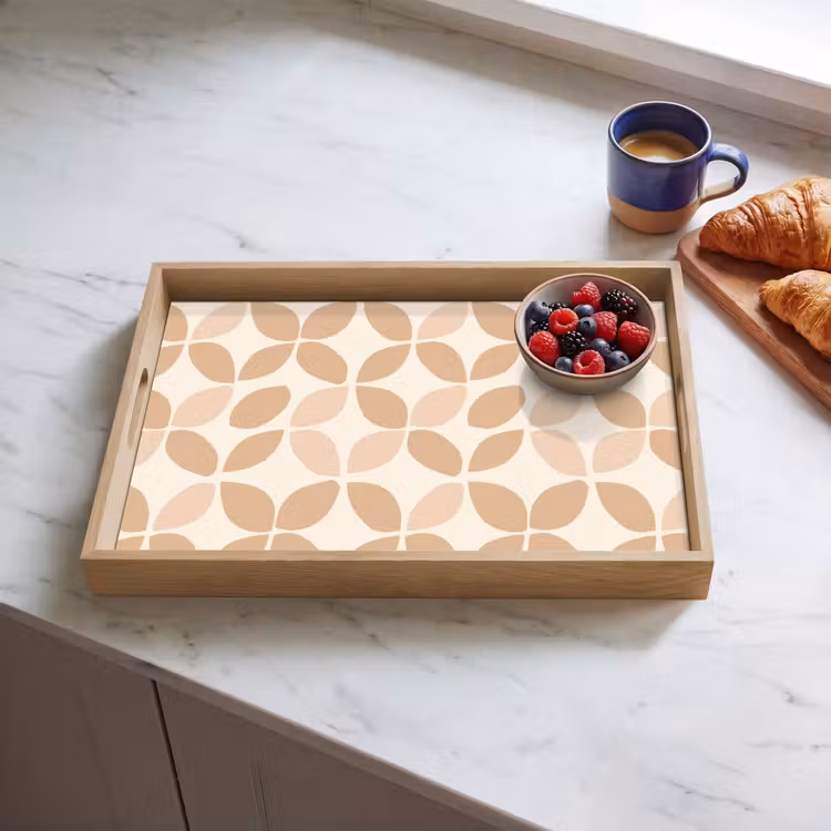 Dienblad - Beige - Bladeren - Minimalistisch - Patroon — 4