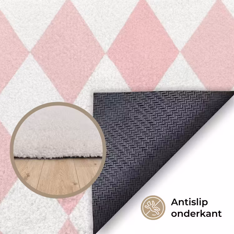 Vloerkleed - Lichtroze - Ruiten - Geometrisch - Patroon — 4