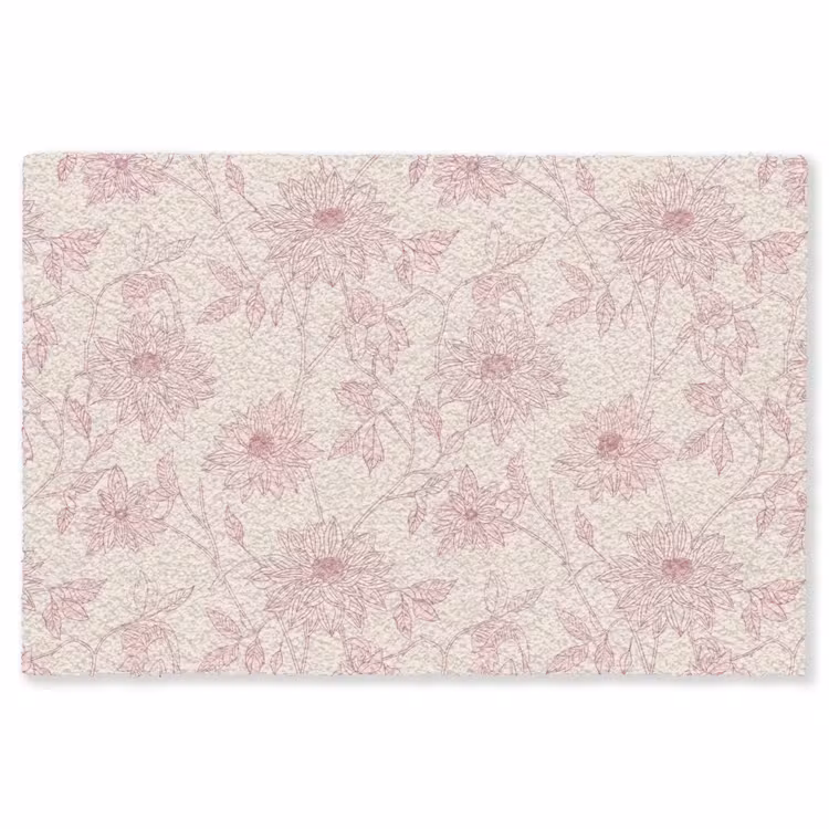 Vloerkleed - Oudroze - Dahlia's - Lijntekening - Patroon — 1