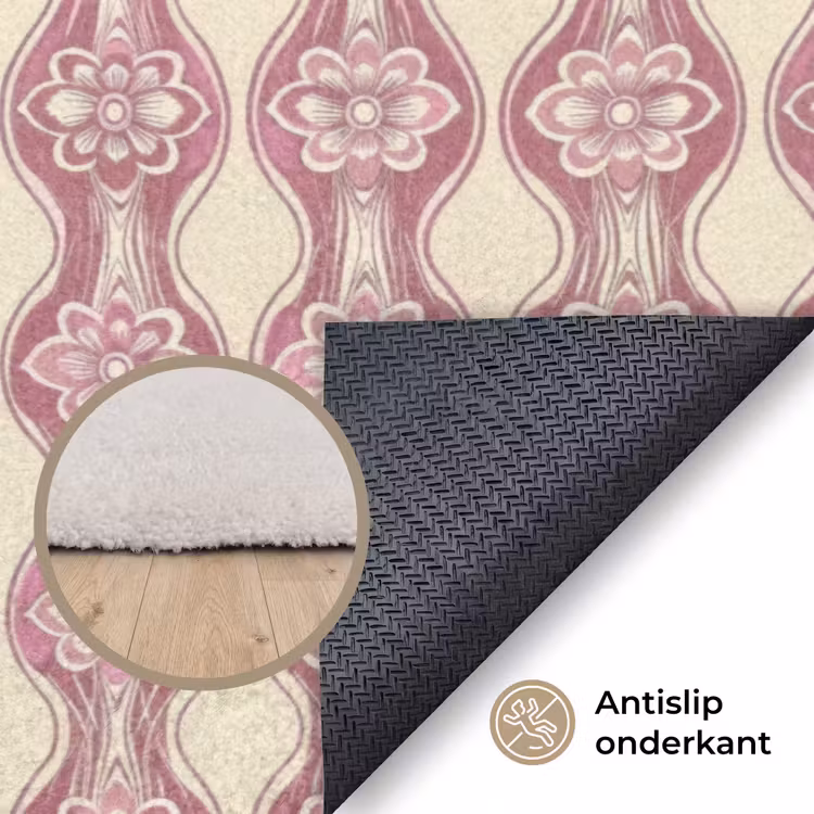 Vloerkleed - Paarsroze - Bloemen - Retro - Patroon — 4