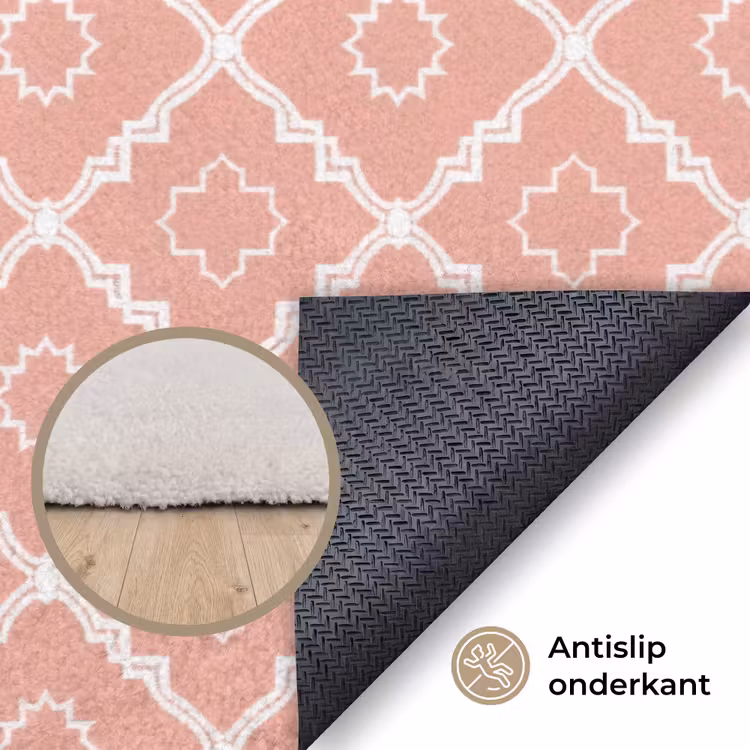 Vloerkleed - Zalmroze - Geometrisch - Elegant - Patroon — 4