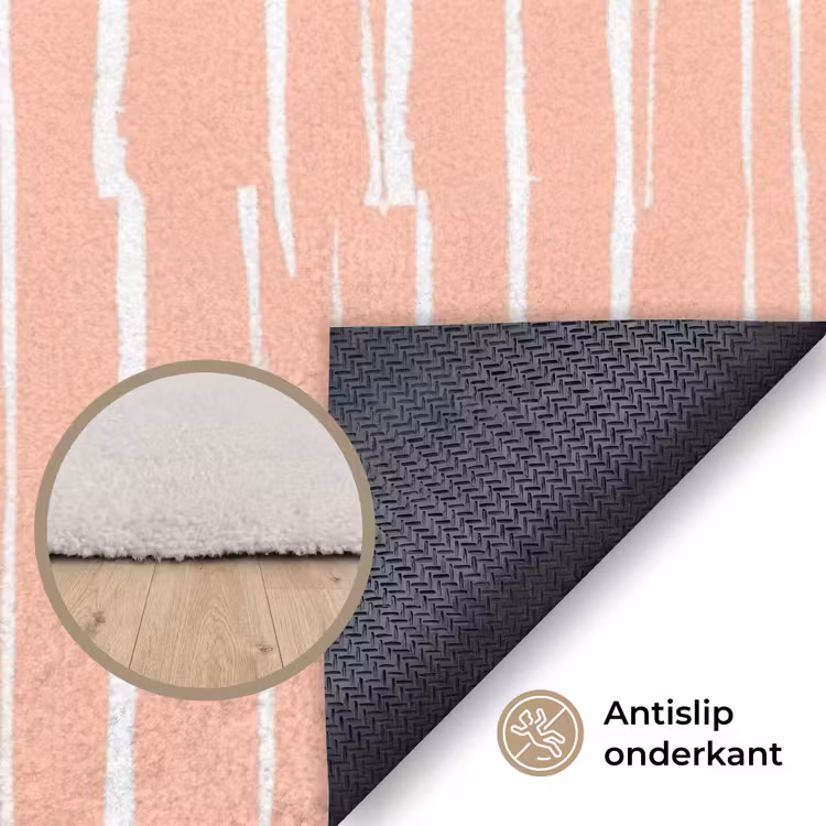 Vloerkleed - Zalmroze - Strepen - Handgetekend - Patroon — 4