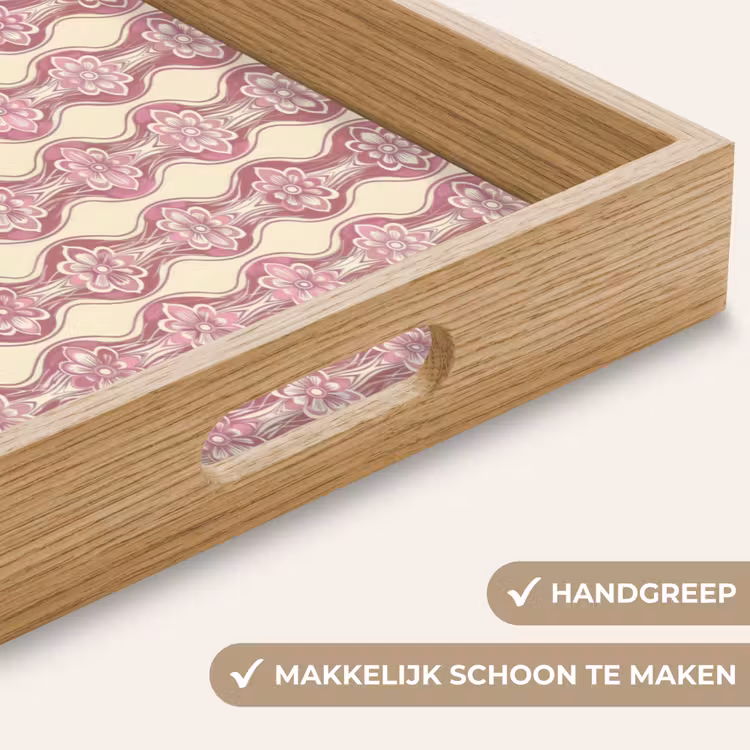 Dienblad - Paarsroze - Bloemen - Retro - Patroon — 5