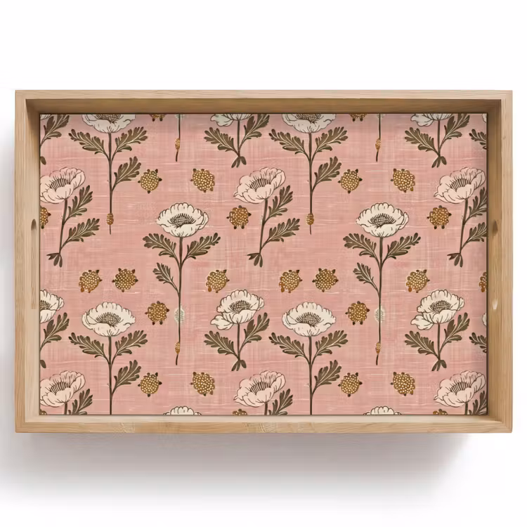 Dienblad - Roze - Bloemen - Vintage - Textuur — 1