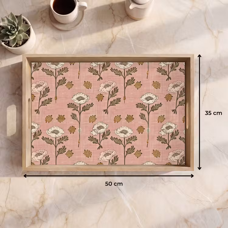 Dienblad - Roze - Bloemen - Vintage - Textuur — 9