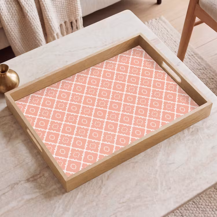 Dienblad - Zalmroze - Geometrisch - Elegant - Patroon — 2