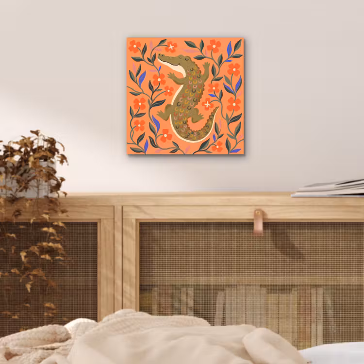 Aluminium schilderij - Dieren - Bloemen - Oranje - Illustratie - Natuur — 4