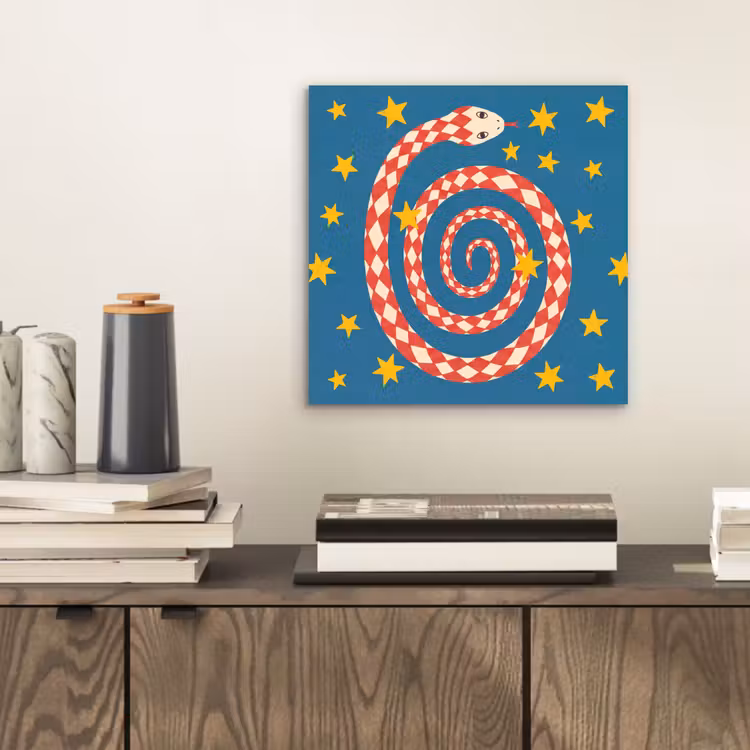 Aluminium schilderij - Slang - Spiraal - Dieren - Illustratie - Rood — 2