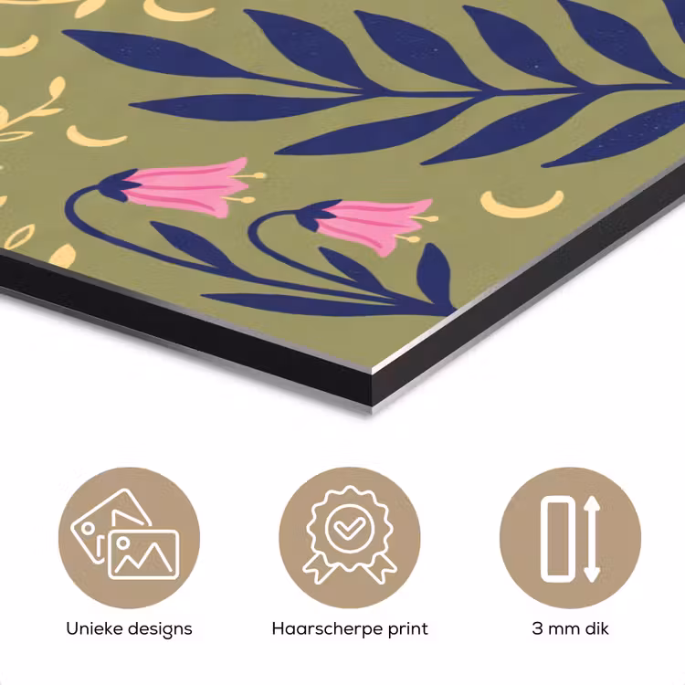 Aluminium schilderij - Tijger - Bladeren - Dieren - Illustratie - Oranje — 7