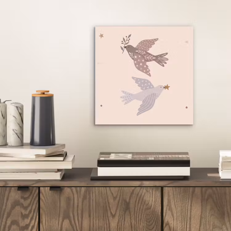 Aluminium schilderij - Vogel - Bessen - Natuur - Modern - Beige — 2