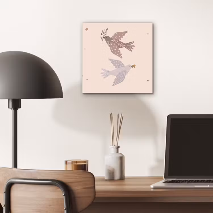 Aluminium schilderij - Vogel - Bessen - Natuur - Modern - Beige — 6