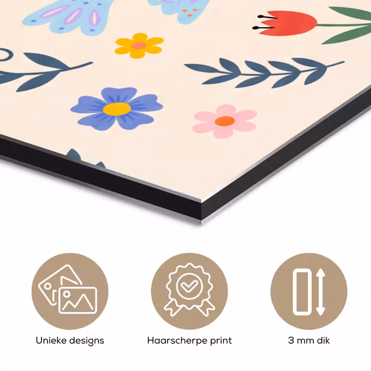 Aluminium schilderij - Vogel - Bloemen - Folk - Kleurrijk - Dieren — 7