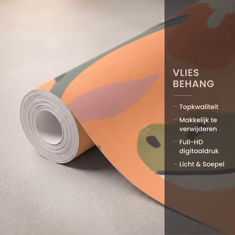 Behang - Dieren - Bloemen - Oranje - Illustratie - Natuur — 3