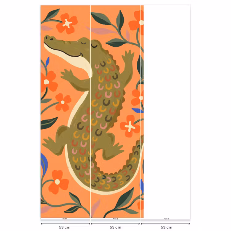 Behang - Dieren - Bloemen - Oranje - Illustratie - Natuur — 6
