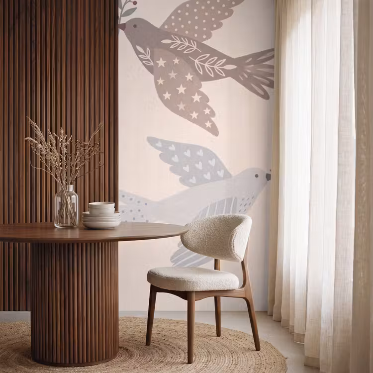 Behang - Vogel - Bessen - Natuur - Modern - Beige — 4