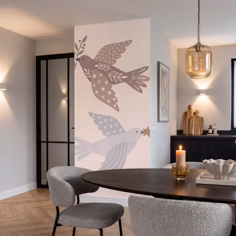 Behang - Vogel - Bessen - Natuur - Modern - Beige — 5