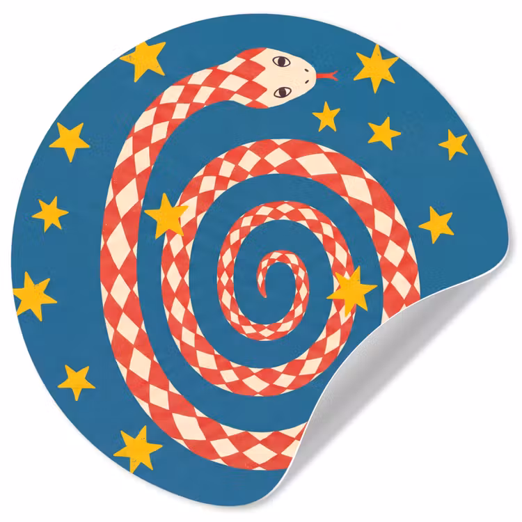 Behangcirkel - Slang - Spiraal - Dieren - Illustratie - Rood — 1