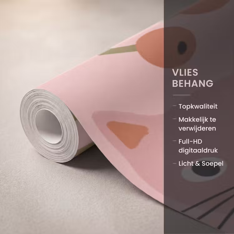 Behang - Kat - Bloemen - Dieren - Modern - Roze — 3