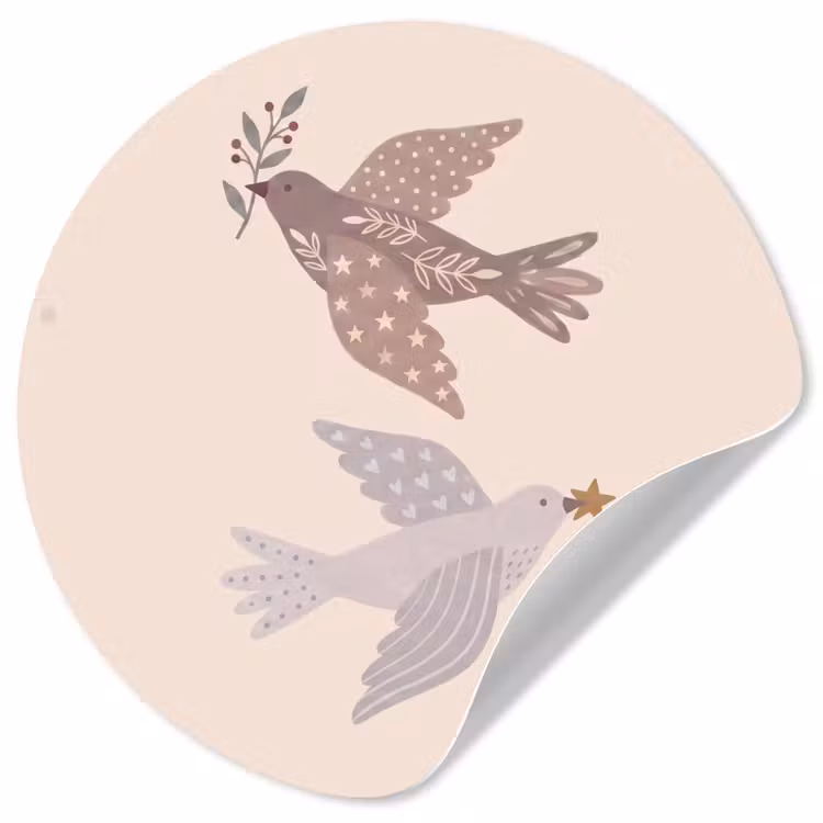 Behangcirkel - Vogel - Bessen - Natuur - Modern - Beige — 1