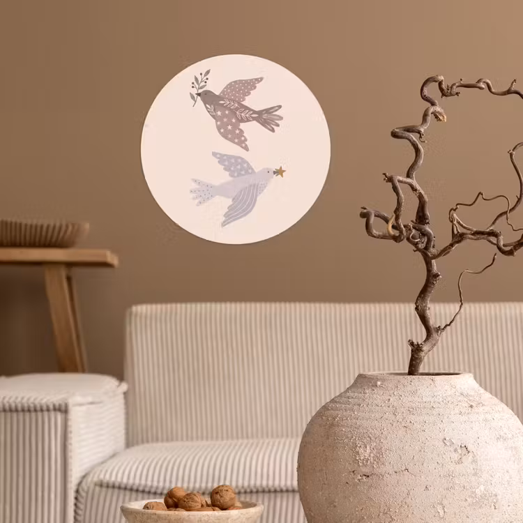 Behangcirkel - Vogel - Bessen - Natuur - Modern - Beige — 2