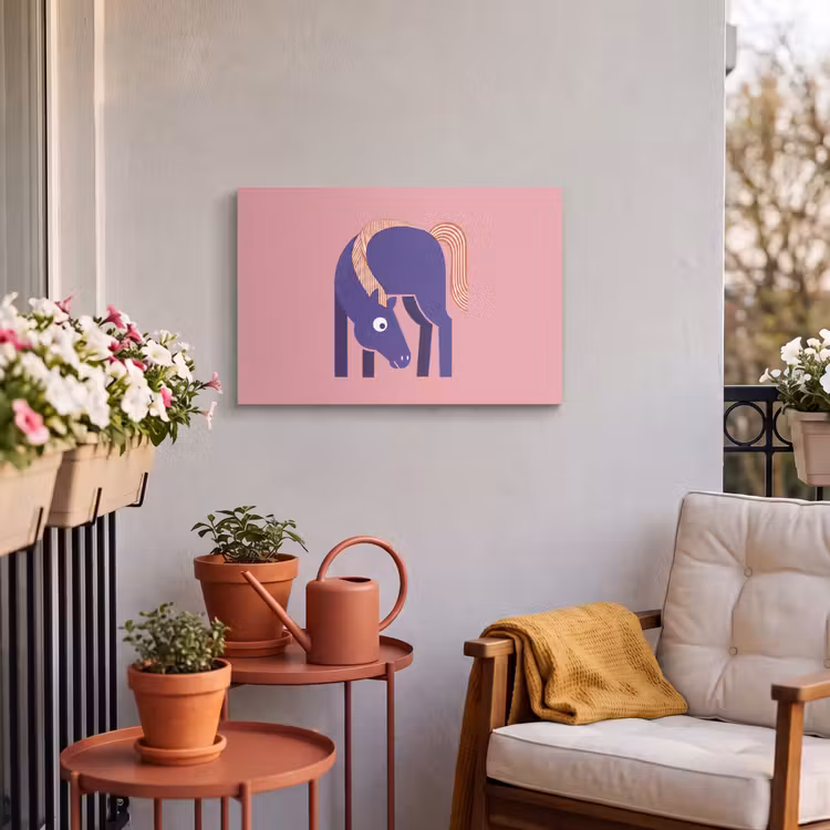 Buiten canvas - Paard - Abstract - Dieren - Modern - Blauw — 3