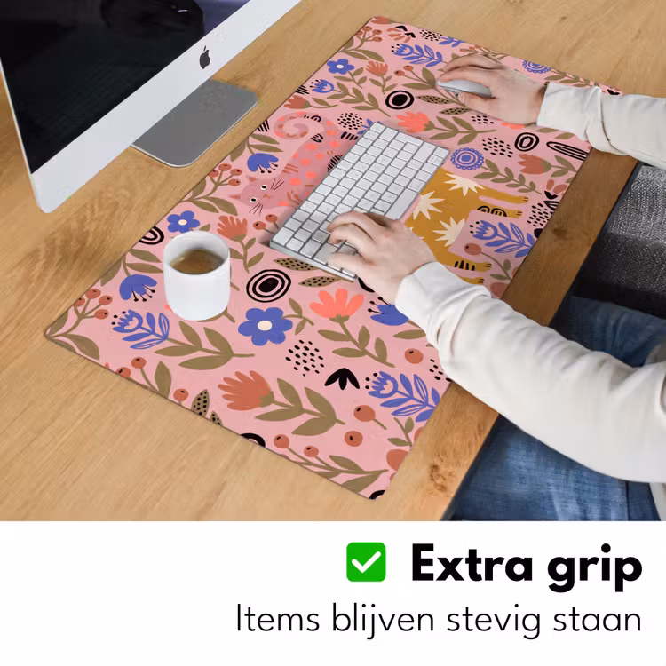 Bureau onderlegger - Kat - Bloemen - Dieren - Modern - Roze — 6