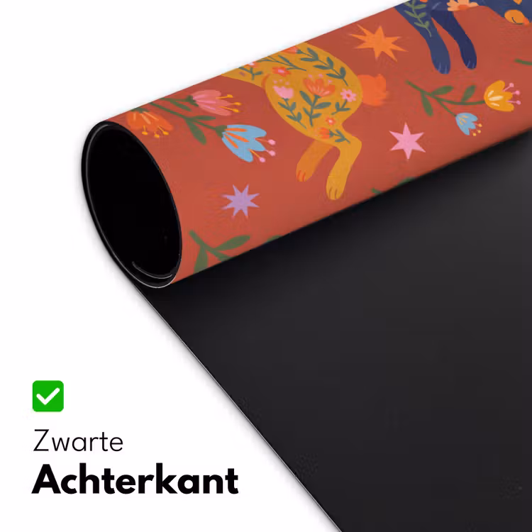 Bureau onderlegger - Konijn - Bloemen - Folk Art - Kleurrijk - Dieren — 5