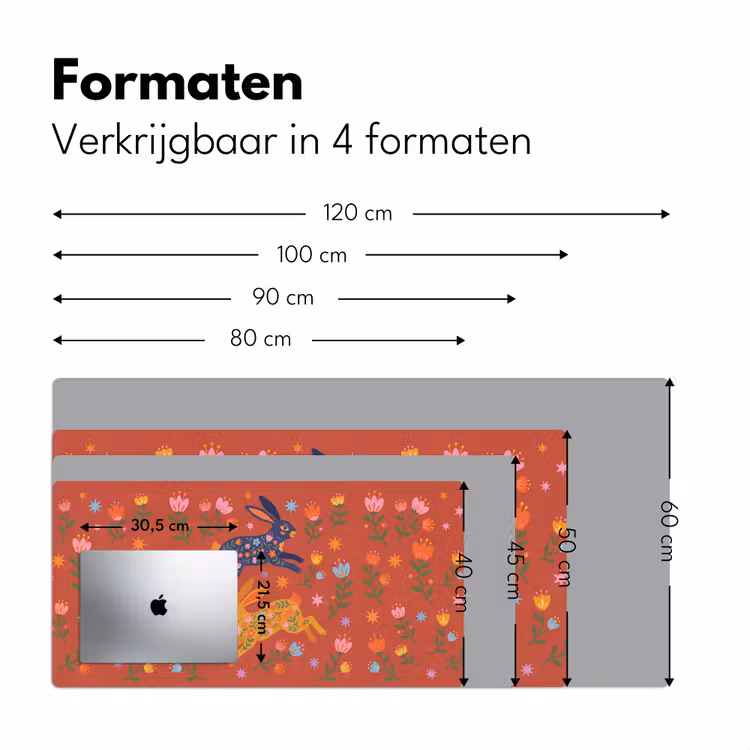 Bureau onderlegger - Konijn - Bloemen - Folk Art - Kleurrijk - Dieren — 8