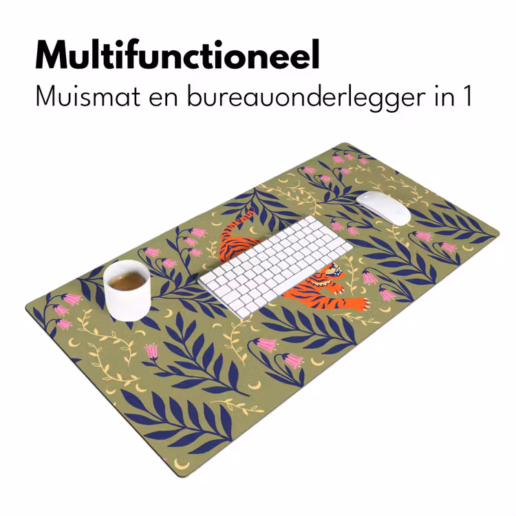 Bureau onderlegger - Tijger - Bladeren - Dieren - Illustratie - Oranje — 7