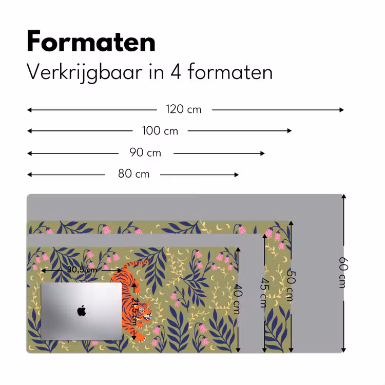 Bureau onderlegger - Tijger - Bladeren - Dieren - Illustratie - Oranje — 8
