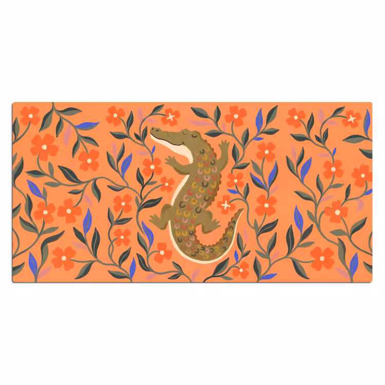 Bureau onderlegger - Dieren - Bloemen - Oranje - Illustratie - Natuur — 2