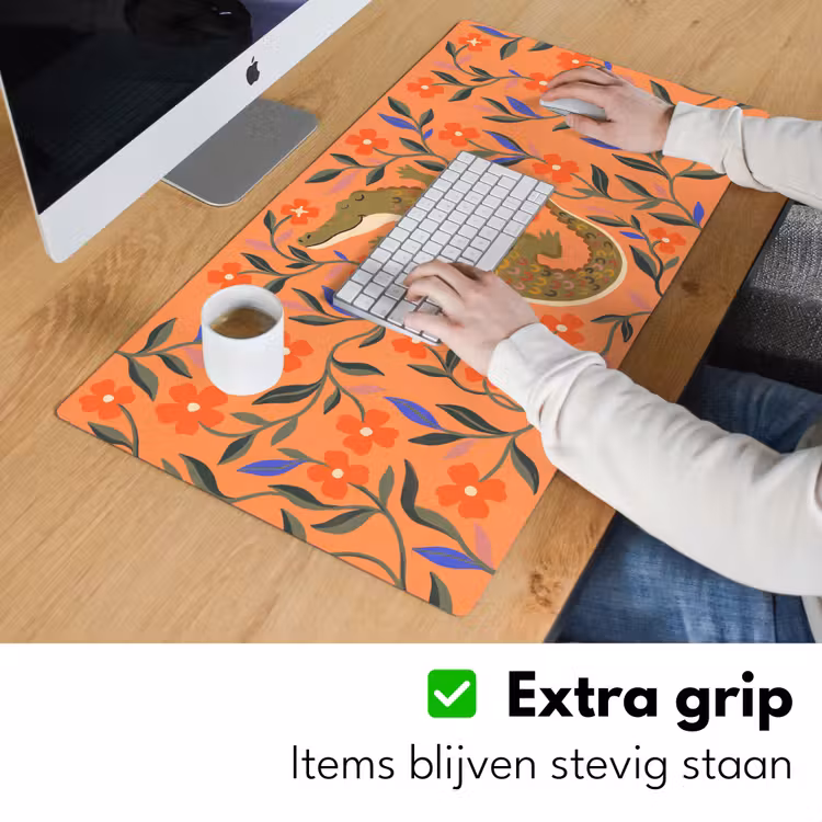 Bureau onderlegger - Dieren - Bloemen - Oranje - Illustratie - Natuur — 6