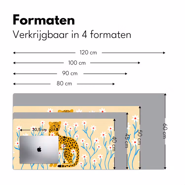 Bureau onderlegger - Dieren - Jachtluipaard - Bloemen - Modern - Geel — 8