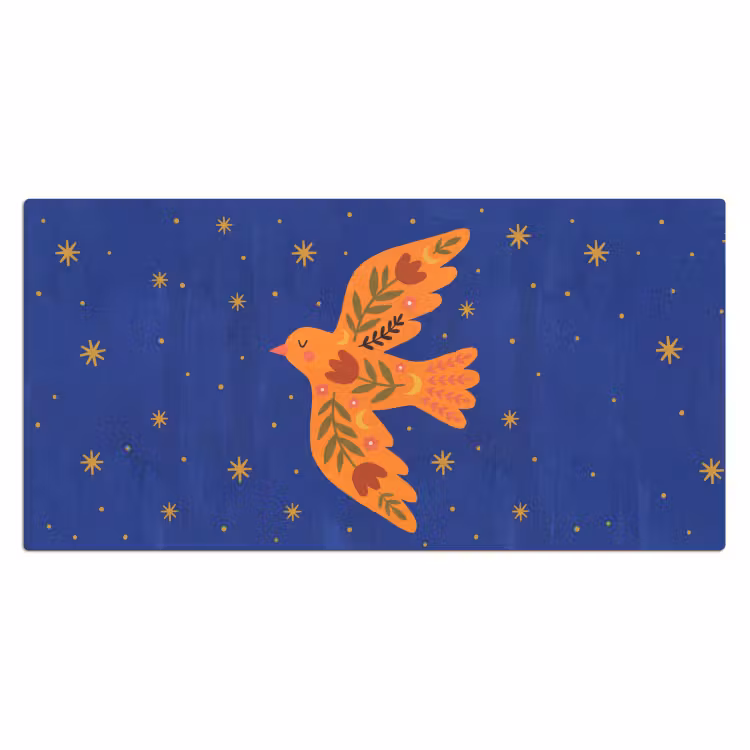 Bureau onderlegger - Vogel - Bloemen - Decoratief - Oranje - Blauw — 2
