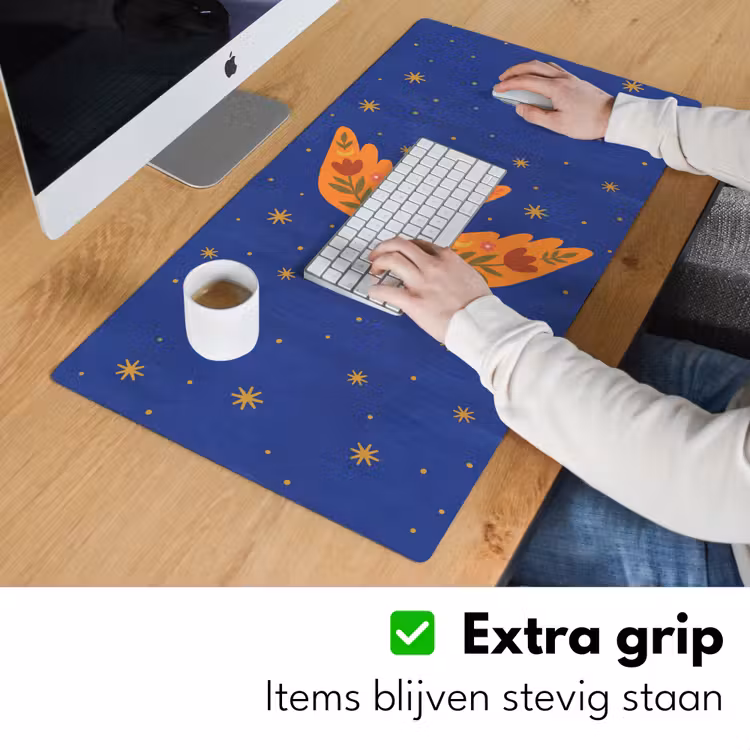 Bureau onderlegger - Vogel - Bloemen - Decoratief - Oranje - Blauw — 6