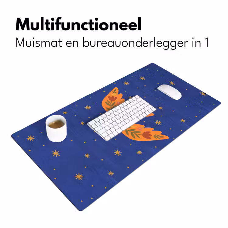 Bureau onderlegger - Vogel - Bloemen - Decoratief - Oranje - Blauw — 7