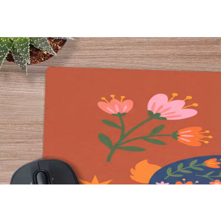 Muismat - Konijn - Bloemen - Folk Art - Kleurrijk - Dieren — 5
