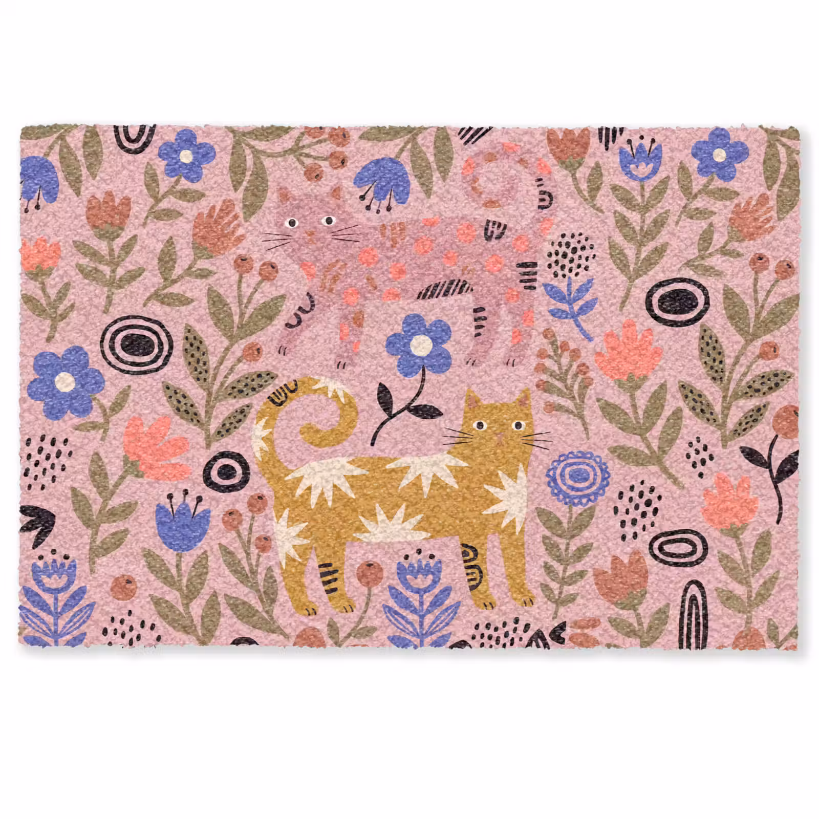 Deurmat - Kat - Bloemen - Dieren - Modern - Roze — 1
