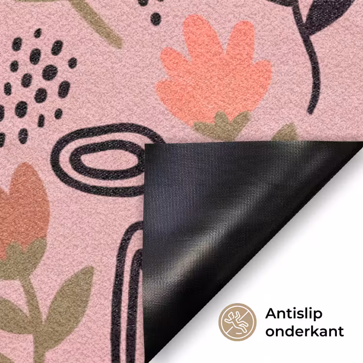 Deurmat - Kat - Bloemen - Dieren - Modern - Roze — 6
