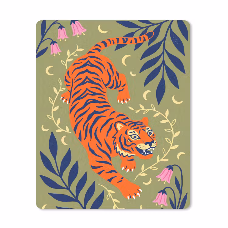 Muismat - Tijger - Bladeren - Dieren - Illustratie - Oranje — 1