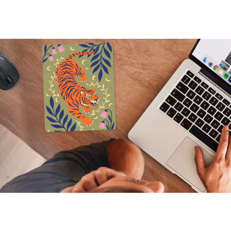 Muismat - Tijger - Bladeren - Dieren - Illustratie - Oranje — 2