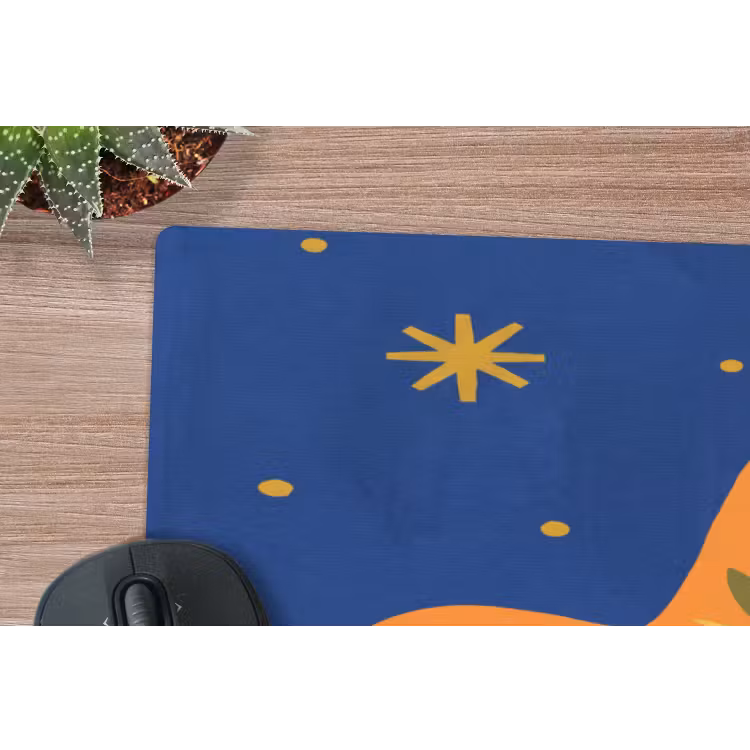 Muismat - Vogel - Bloemen - Decoratief - Oranje - Blauw — 5