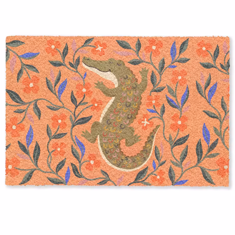 Deurmat - Dieren - Bloemen - Oranje - Illustratie - Natuur — 1