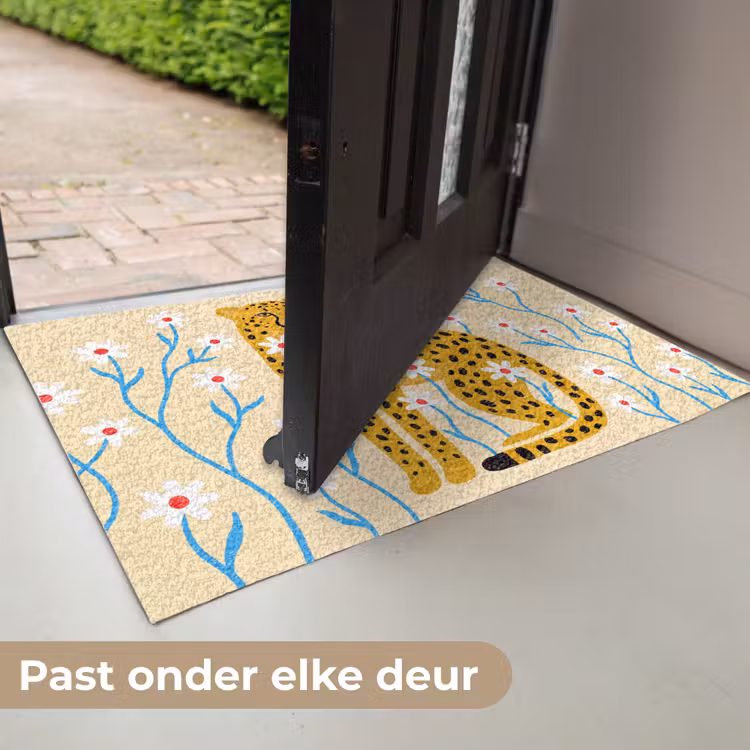 Deurmat - Dieren - Jachtluipaard - Bloemen - Modern - Geel — 7