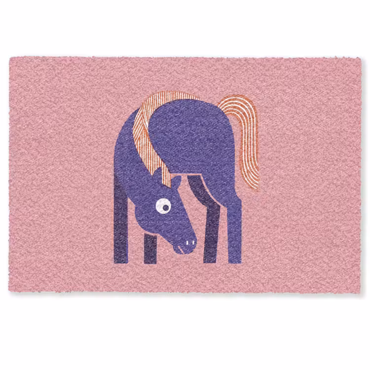 Deurmat - Paard - Abstract - Dieren - Modern - Blauw — 1