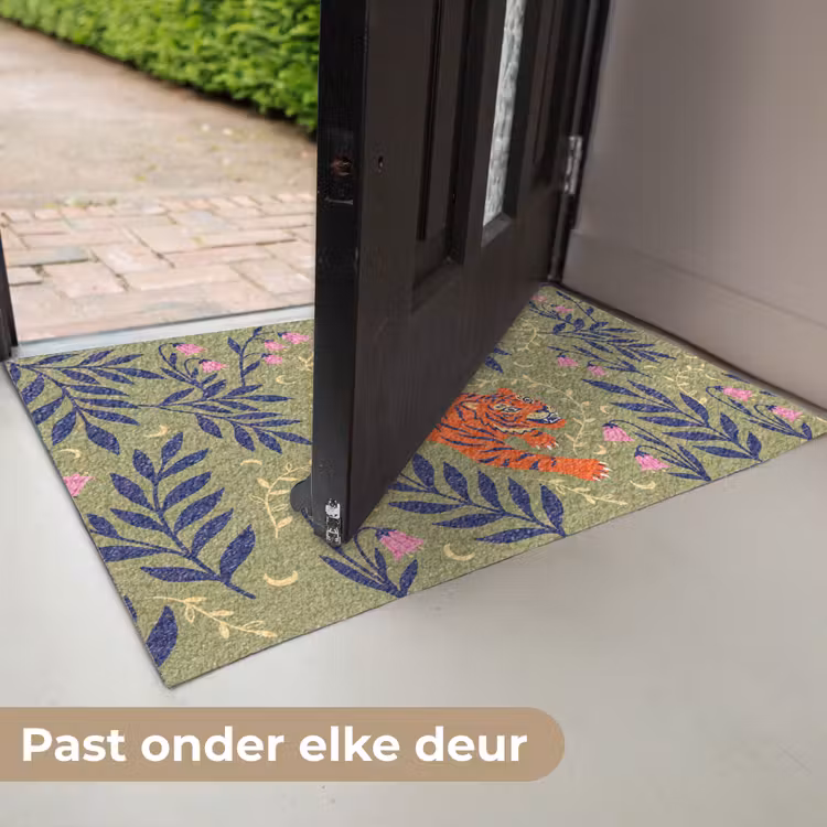 Deurmat - Tijger - Bladeren - Dieren - Illustratie - Oranje — 7