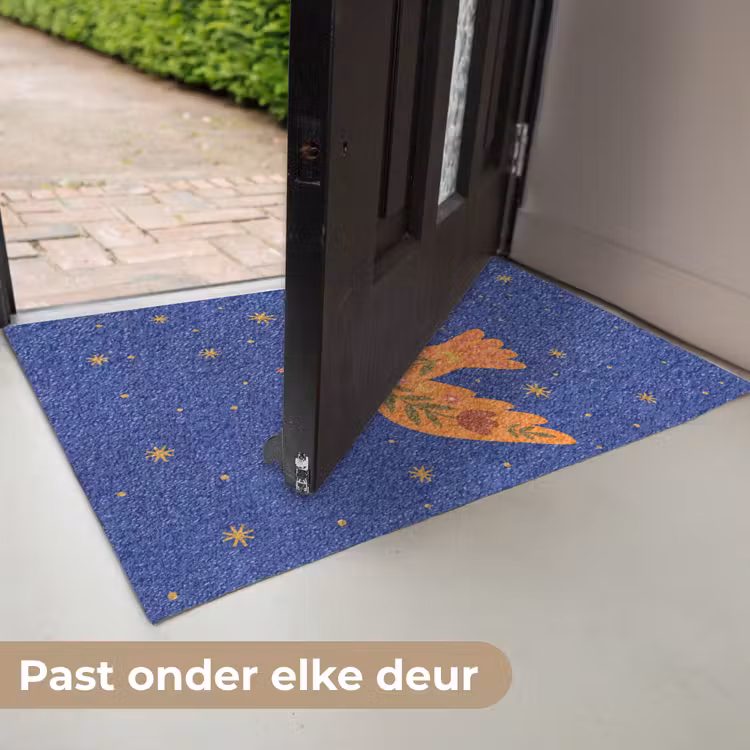 Deurmat - Vogel - Bloemen - Decoratief - Oranje - Blauw — 7