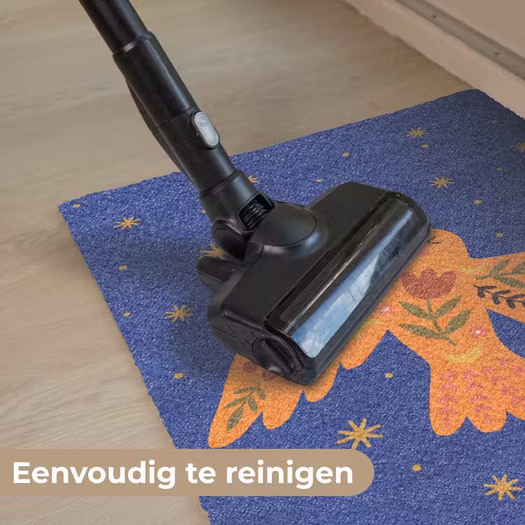 Deurmat - Vogel - Bloemen - Decoratief - Oranje - Blauw — 9