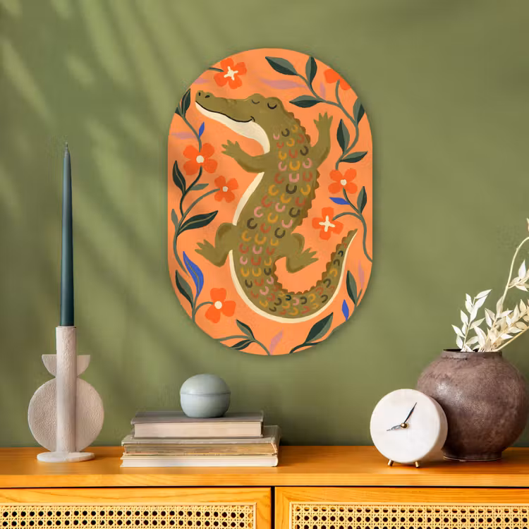Muurovaal - Dieren - Bloemen - Oranje - Illustratie - Natuur — 2