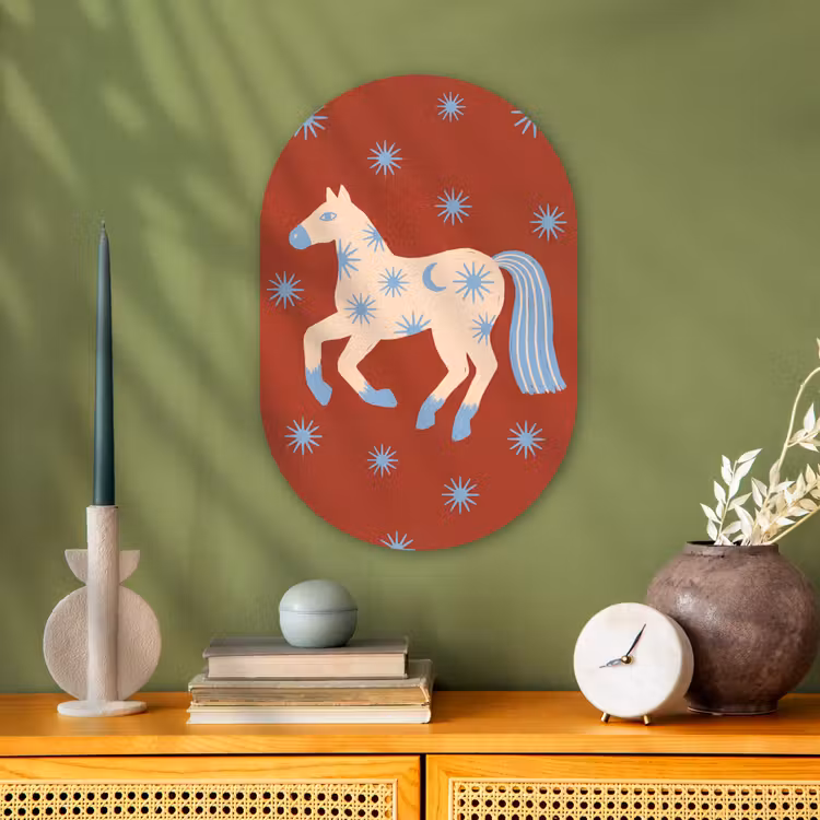 Muurovaal - Dieren - Sterren - Maan - Abstract - Rood — 2